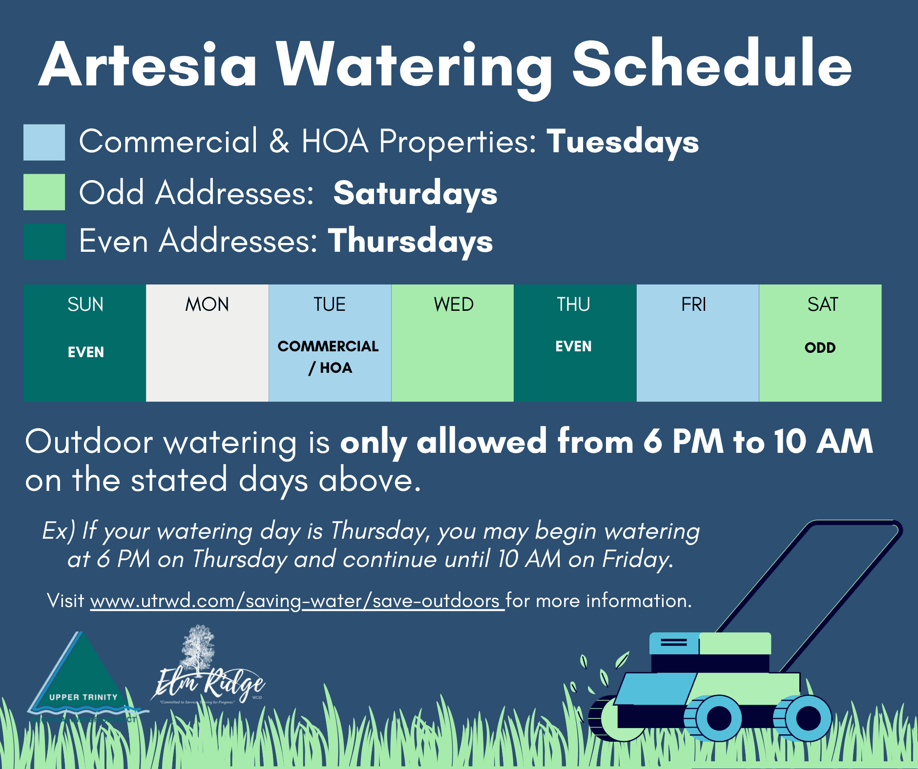ARTESIAWATERSCHEDULE